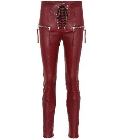 Shop Ben Taverniti Unravel Project Lace-up Leather Pants In Red