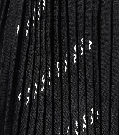 Shop Balenciaga Logo Pleated Midi Skirt In Black