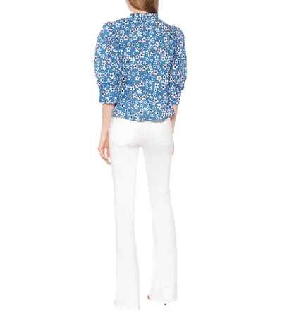 Shop Rixo London Mandy Floral Cotton Top In Blue