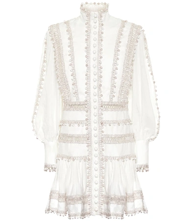 Shop Zimmermann Super Eight Linen Minidress In White