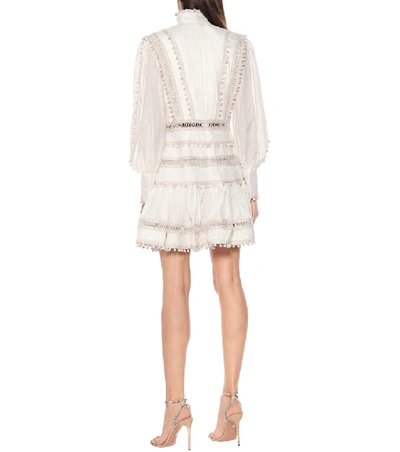 Shop Zimmermann Super Eight Linen Minidress In White