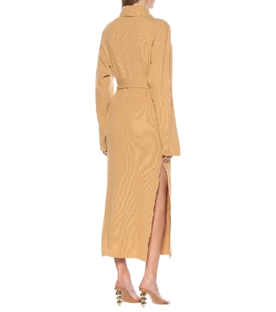 Shop Nanushka Kora Wool-blend Knit Midi Dress In Beige