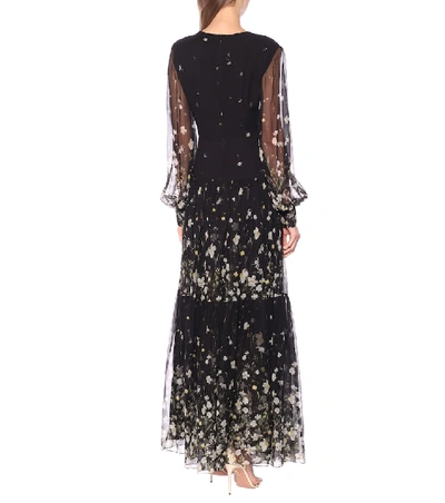 Shop Erdem Tabetha Silk-voile Midi Dress In Black
