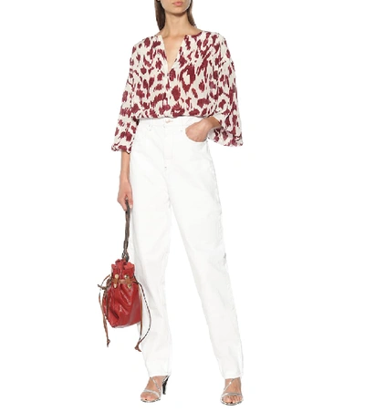 Shop Isabel Marant Étoile Yacah Printed Silk Blouse In Pink