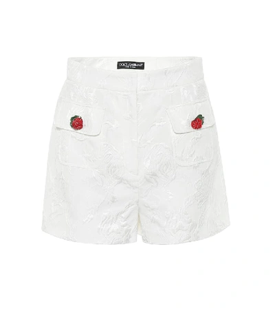 Shop Dolce & Gabbana Cotton And Silk Jacquard Shorts In White