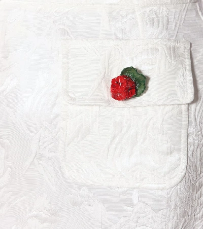 Shop Dolce & Gabbana Cotton And Silk Jacquard Shorts In White