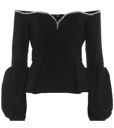 Shop Self-portrait Embellished Top In Black