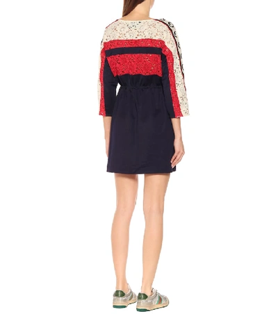 Shop Gucci Cotton-blend Lace Minidress In Multicoloured