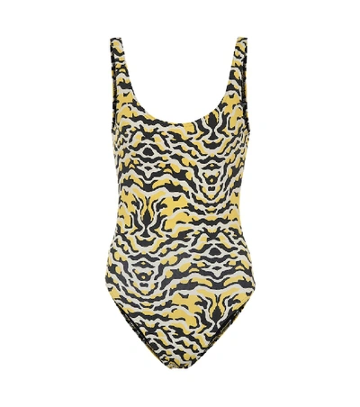 Shop Etro Printed Swimsuit In Yellow