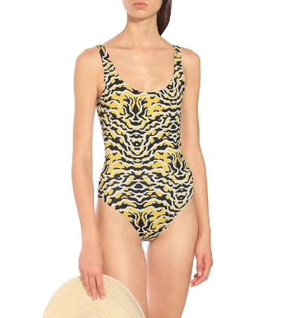 Shop Etro Printed Swimsuit In Yellow