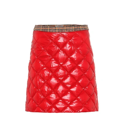 Shop Moncler Quilted Down Miniskirt In Red