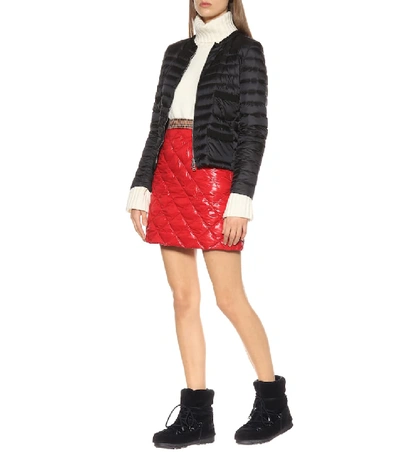 Shop Moncler Quilted Down Miniskirt In Red