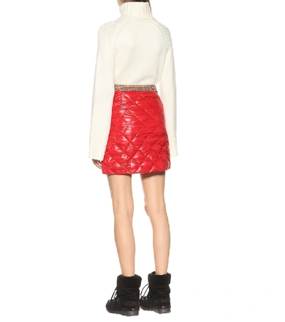 Shop Moncler Quilted Down Miniskirt In Red