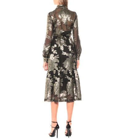 Shop Saint Laurent Floral Silk-blend Brocade Dress In Black