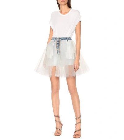 Shop Ben Taverniti Unravel Project Denim And Tulle Skirt In Blue