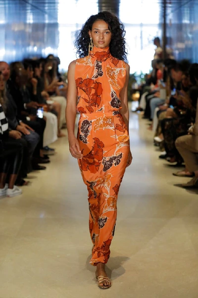 Shop Johanna Ortiz Momentum Floral Silk Maxi Dress In Orange