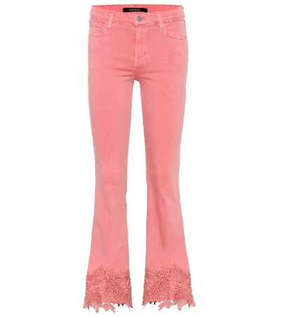 Shop J Brand Selena Mid-rise Bootcut Jeans In Pink