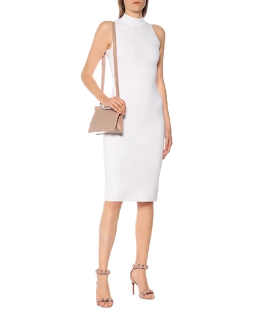 Shop Alaïa Stretch-knit Midi Dress In White