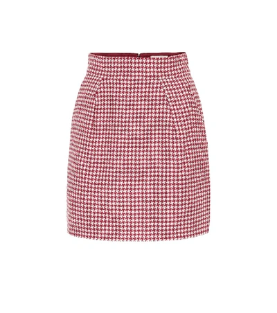 Shop Alexandre Vauthier Houndstooth Cotton-blend Miniskirt In Red