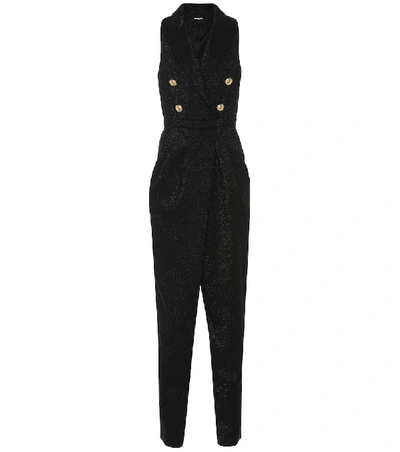 Shop Balmain Wool-blend Jumpsuit In Black