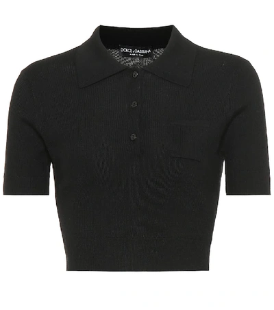 Shop Dolce & Gabbana Cashmere And Silk Polo Shirt In Black
