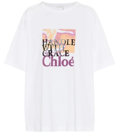 Shop Chloé Printed Cotton T-shirt In White