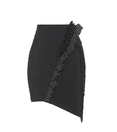 Shop Saint Laurent Asymmetrical Wool Skirt In Black
