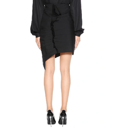 Shop Saint Laurent Asymmetrical Wool Skirt In Black