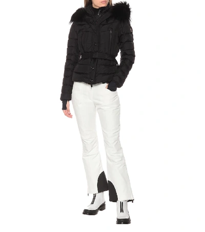 Shop Moncler Beverley Fur-trimmed Ski Jacket In Black
