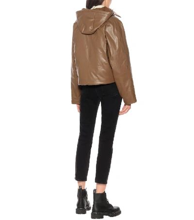 Shop Kassl Editions Cropped Coated Cotton Coat In Brown