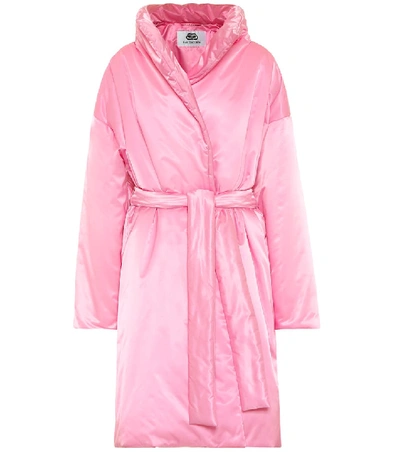 Shop Balenciaga Wrap Padded Nylon Coat In Pink