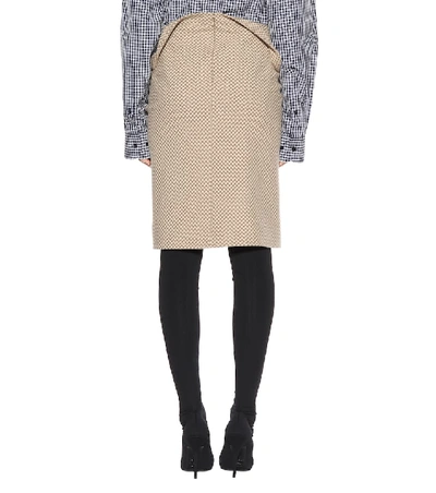 Shop Balenciaga Wool-blend Houndstooth Skirt In Black
