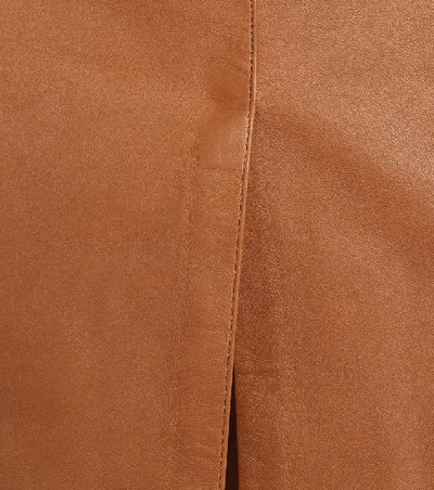 Shop Joseph Idena Leather Midi Skirt In Brown