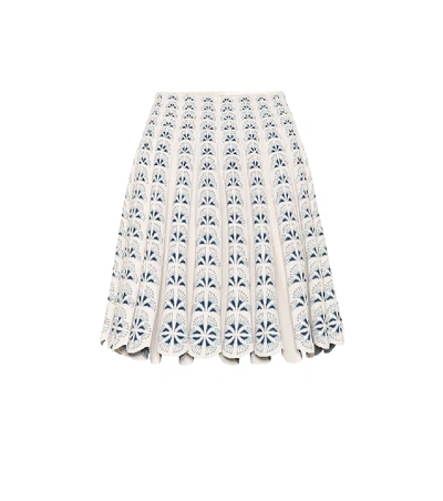 Shop Alaïa Stretch-knit Mini Skirt In White