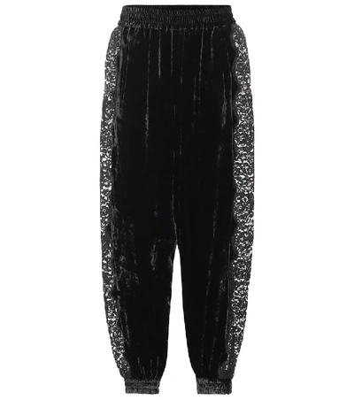 Shop Stella Mccartney Velvet And Lace Pants In Black