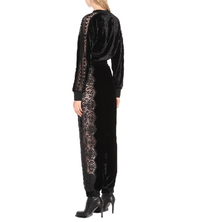 Shop Stella Mccartney Velvet And Lace Pants In Black