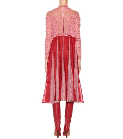 Shop Valentino Lace-paneled Dress In Red