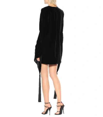 Shop Saint Laurent Embroidered Velvet Minidress In Black