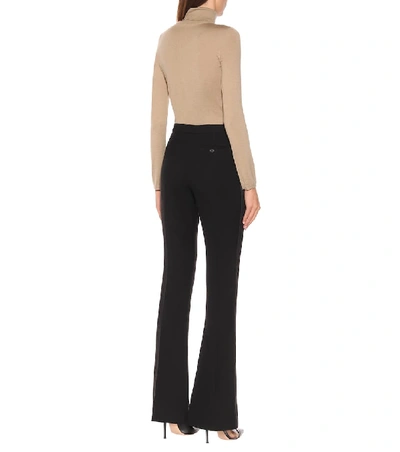 Shop Alexander Mcqueen Mid-rise Flared Wool-blend Pants In Black