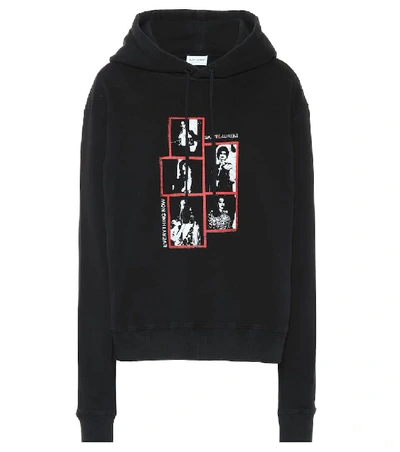 Shop Saint Laurent Printed Cotton Hoodie In Black