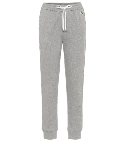 Shop Moncler Cotton-blend Sweatpants In Grey