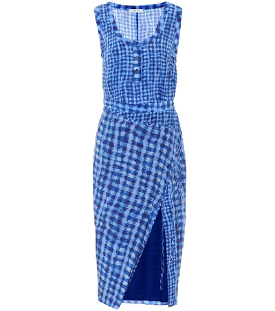 Shop Altuzarra Eleanora Checked Silk Dress In Blue