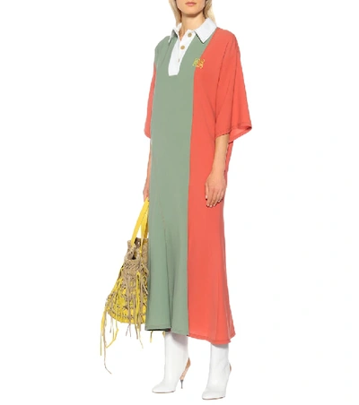 Shop Loewe Colorblocked Midi Dress In Multicoloured