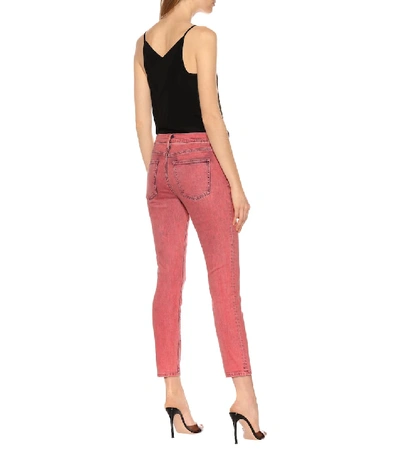 Shop Current Elliott The Stiletto Mid-rise Skinny Jeans In Pink