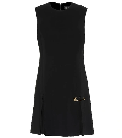 Shop Versace Safety Pin Crêpe Minidress In Black