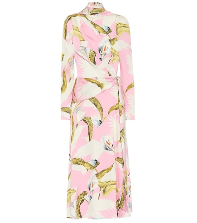 Shop Temperley London Theodora Stretch-silk Midi Dress In Pink