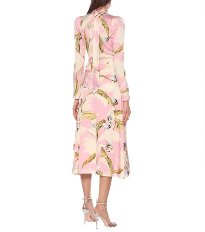 Shop Temperley London Theodora Stretch-silk Midi Dress In Pink