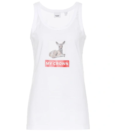 Shop Burberry Printed Cotton Tank Top In White