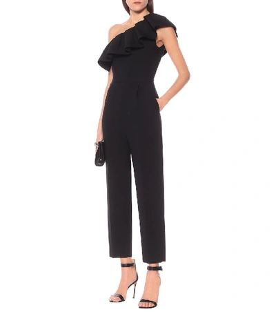 Shop Msgm One-shoulder Jumpsuit In Black