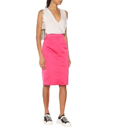 Shop N°21 High-rise Satin Pencil Skirt In Pink